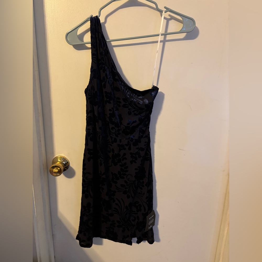 Lulu's Midnight Blue One-Shoulder Dress